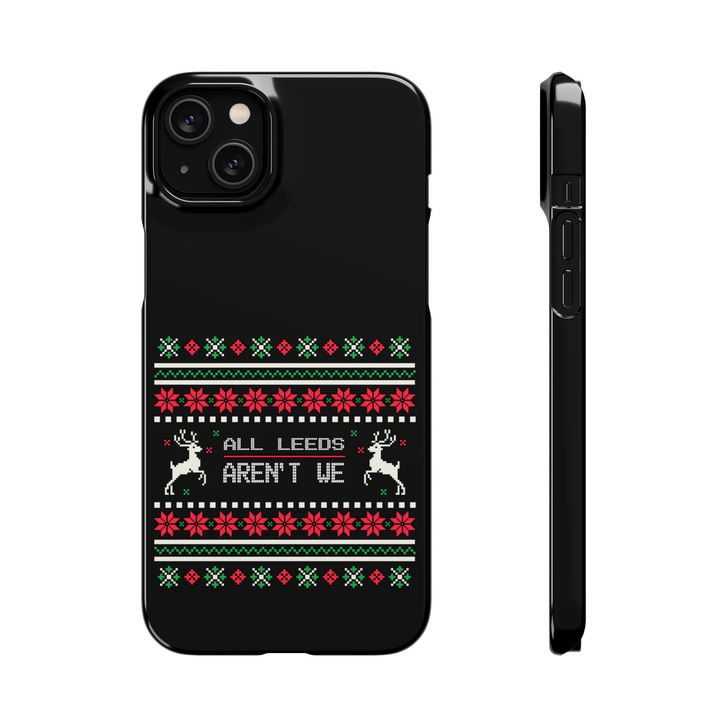 LUFC "All Leeds Aren't We" Red &  Green Emblem Snap Case: Christmas  Edition