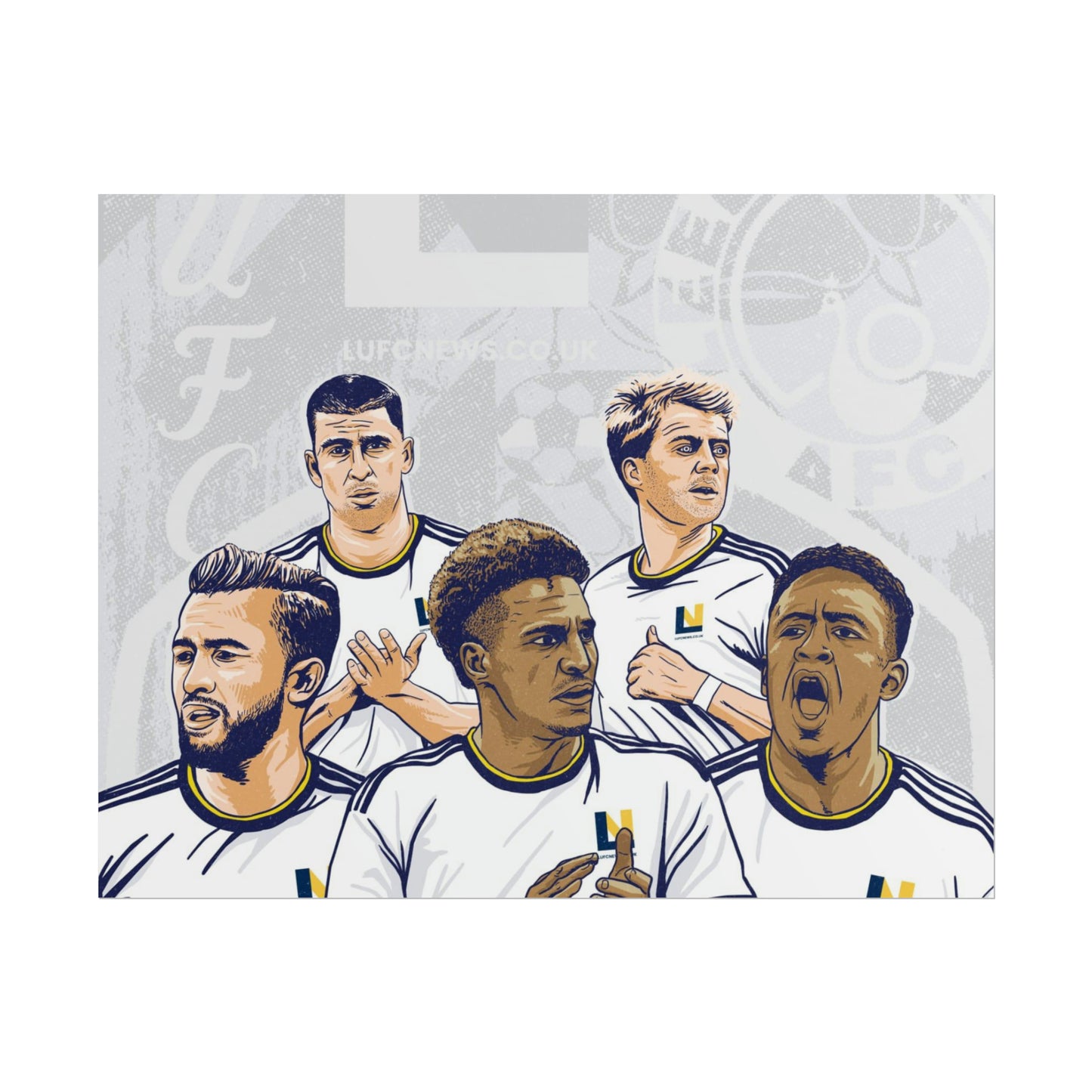 Leeds United Players Cartoon Poster