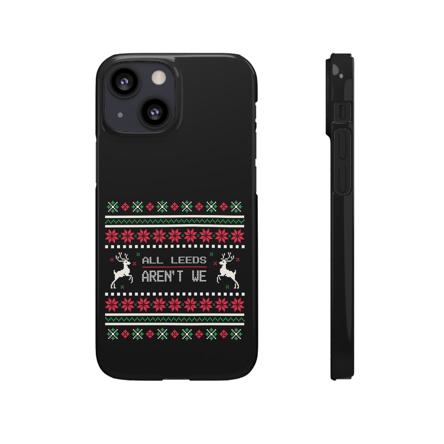 LUFC "All Leeds Aren't We" Red &  Green Emblem Snap Case: Christmas  Edition