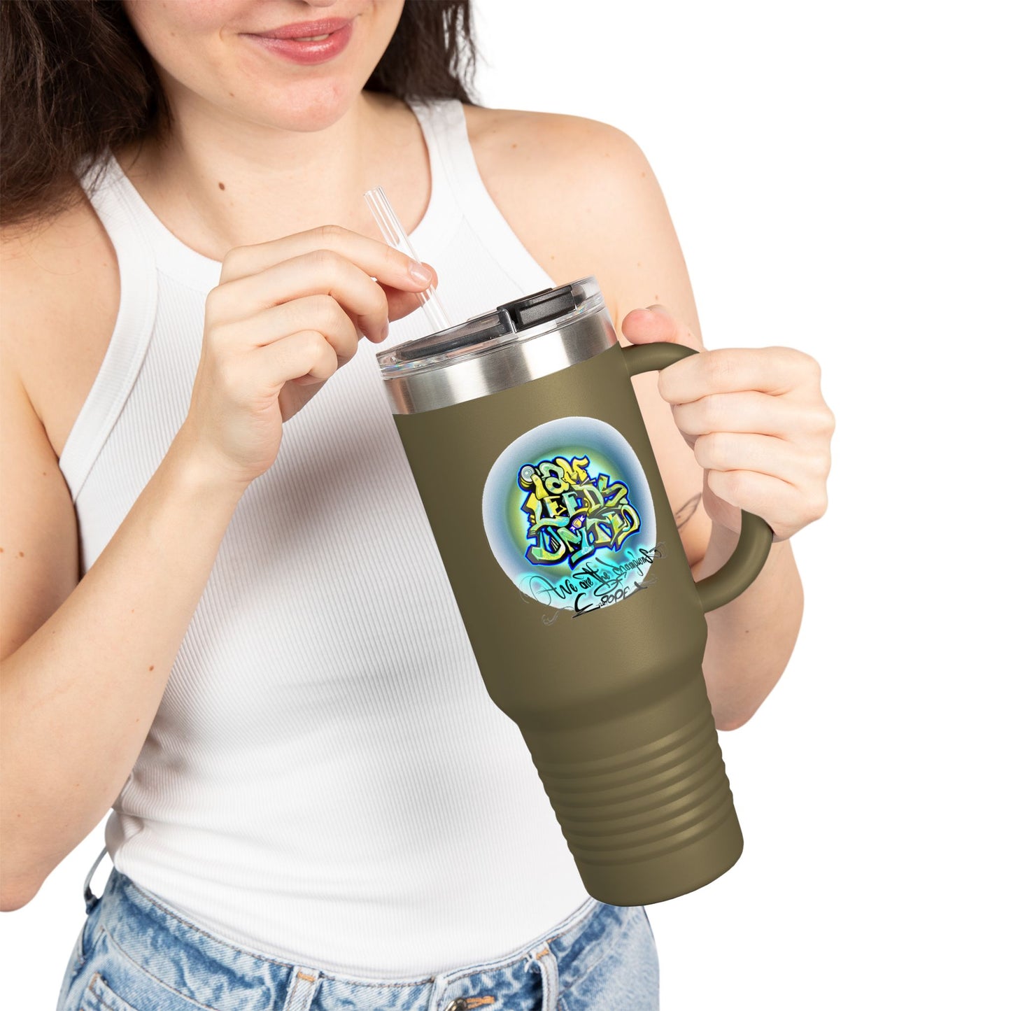 LUFC “Leeds United Graffiti” 40oz  Insulated Travel Mug: Bold Street-Art  Design for Passionate Fans