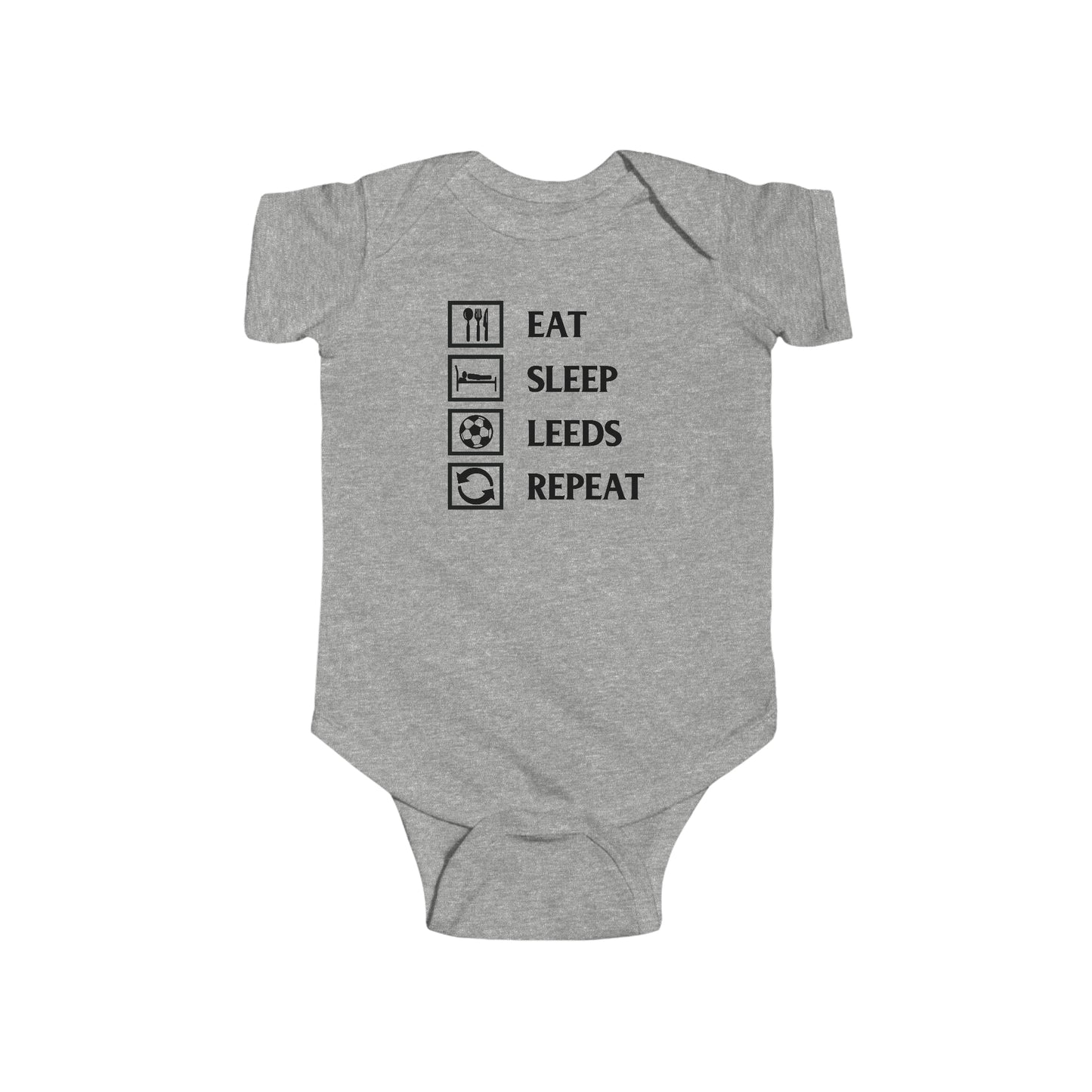 Infant Fine Jersey Bodysuit - Eat, Sleep, Leeds, Repeat