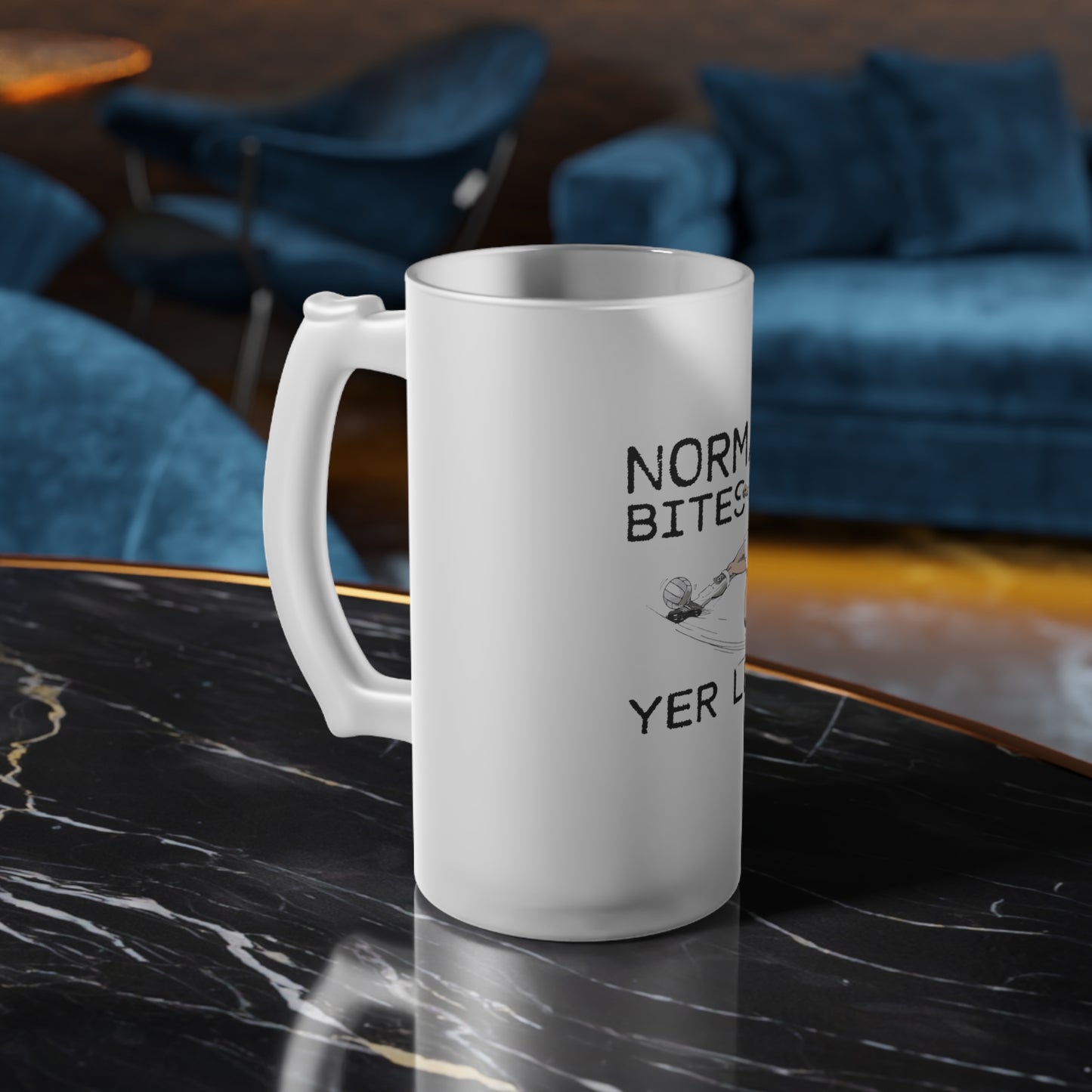 LUFC “Norman Bites Yer Legs” Frosted Beer Mug