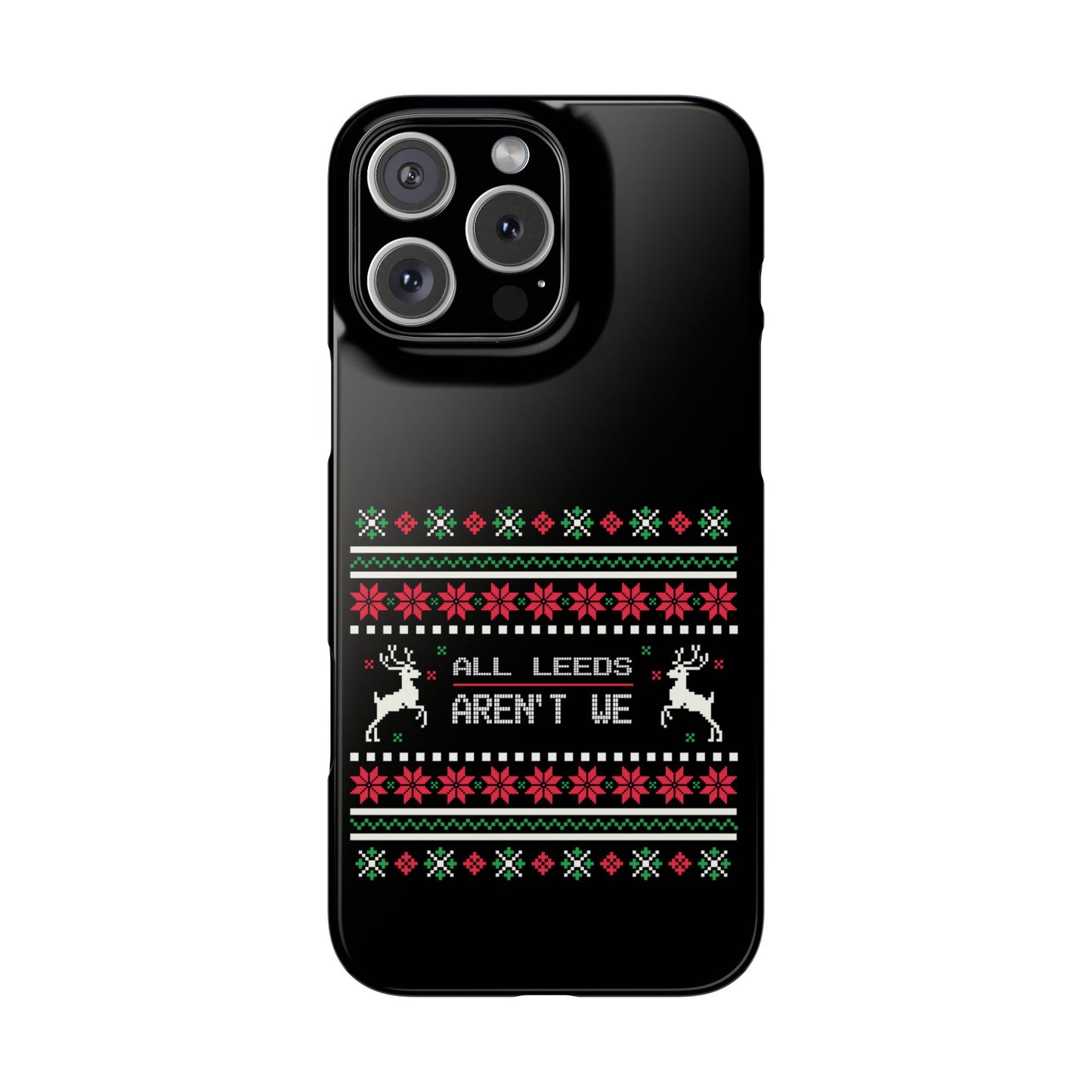 LUFC "All Leeds Aren't We" Red &  Green Emblem Snap Case: Christmas  Edition