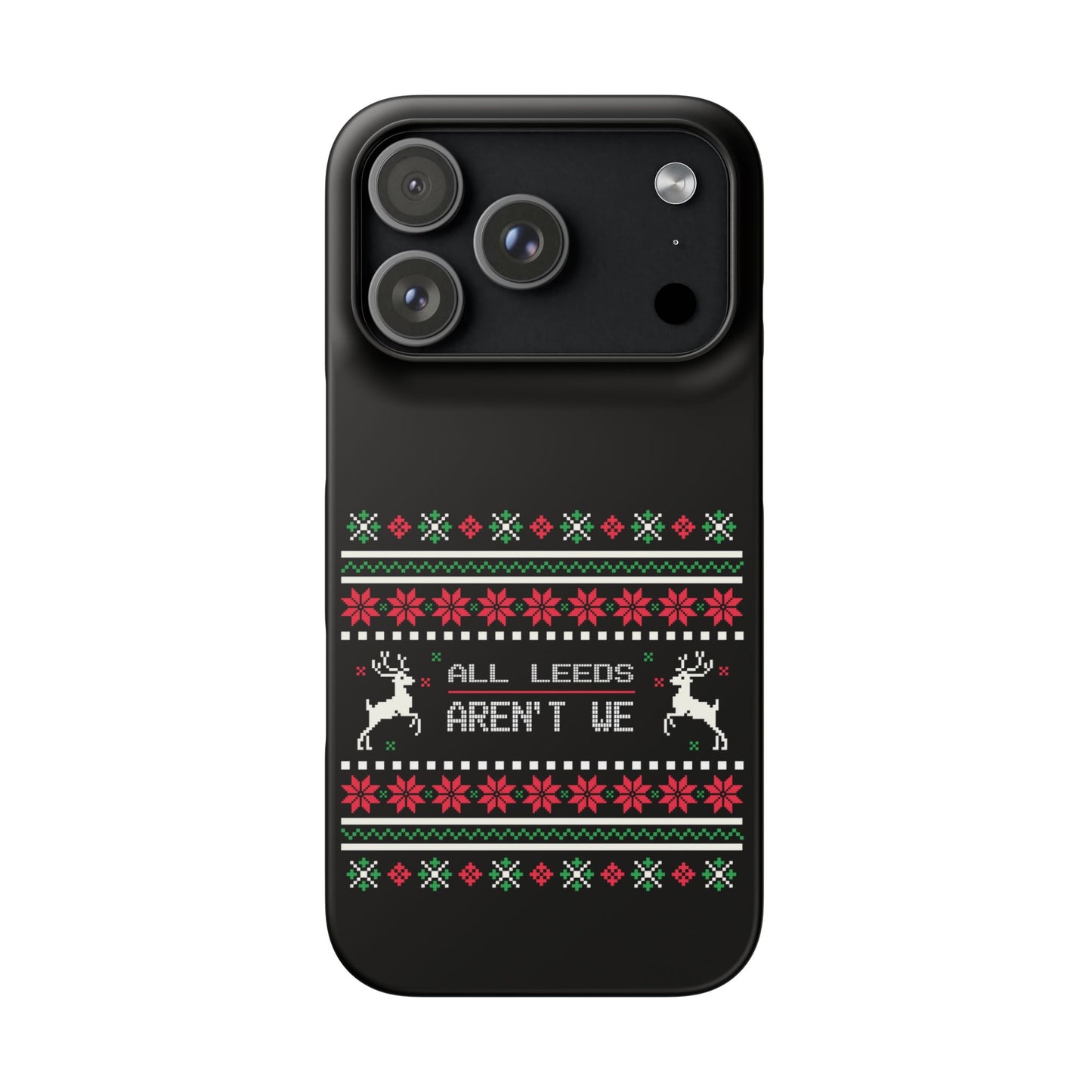 LUFC "All Leeds Aren't We" Red &  Green Emblem Snap Case: Christmas  Edition