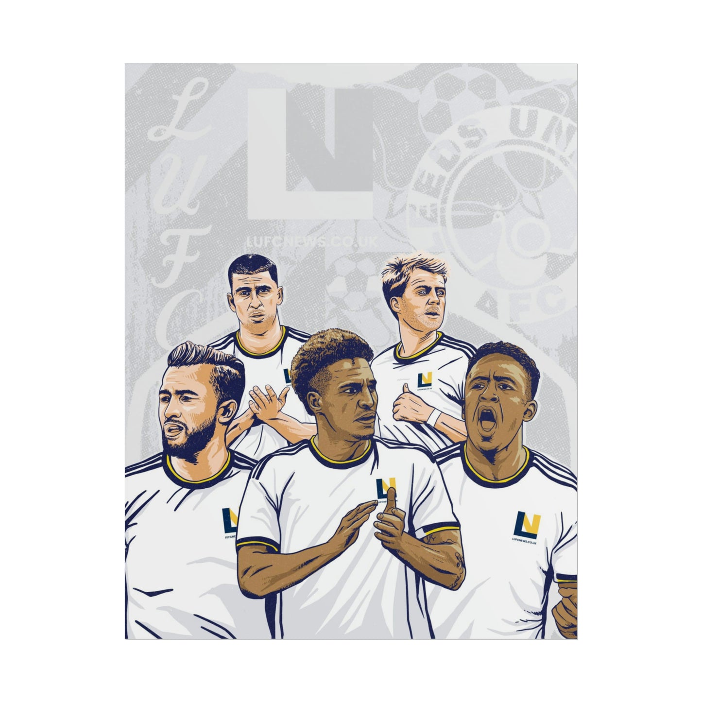 Leeds United Players Cartoon Poster