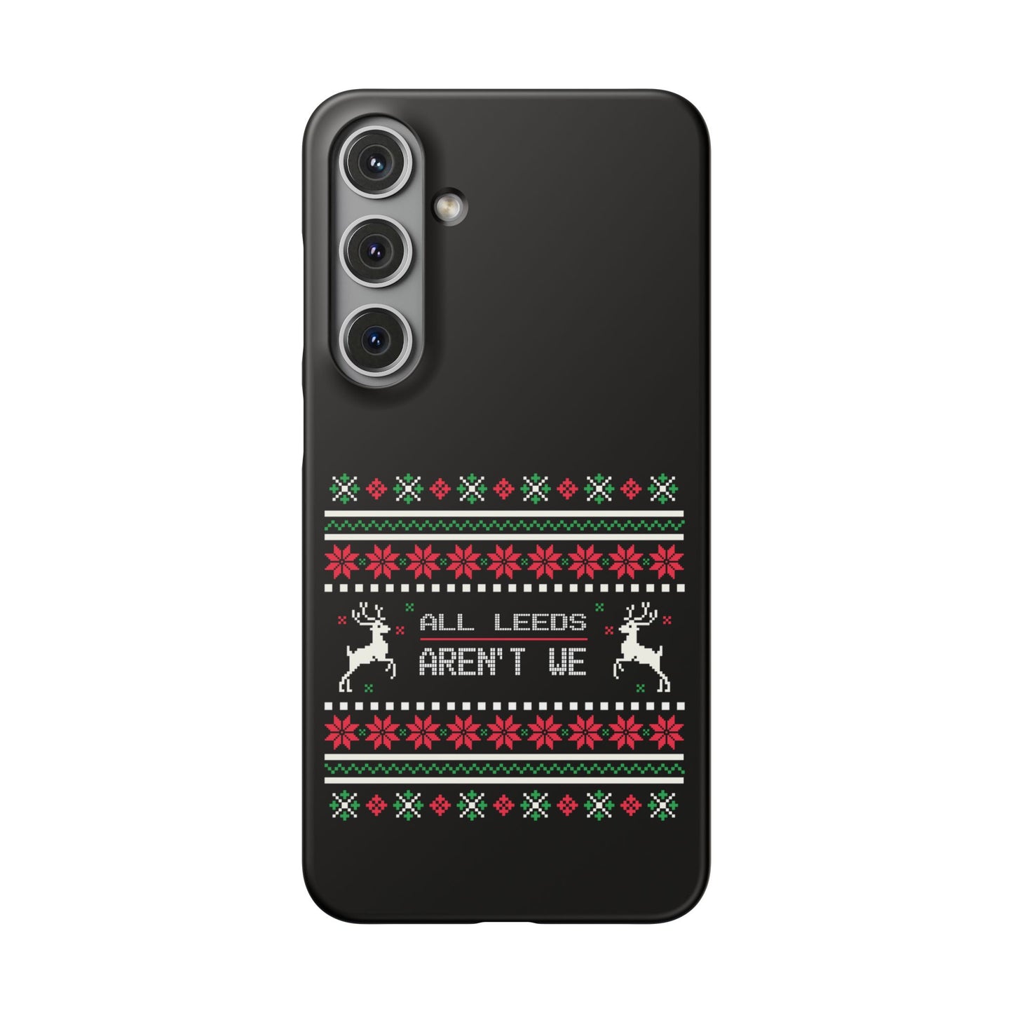 LUFC "All Leeds Aren't We" Red &  Green Emblem Snap Case: Christmas  Edition