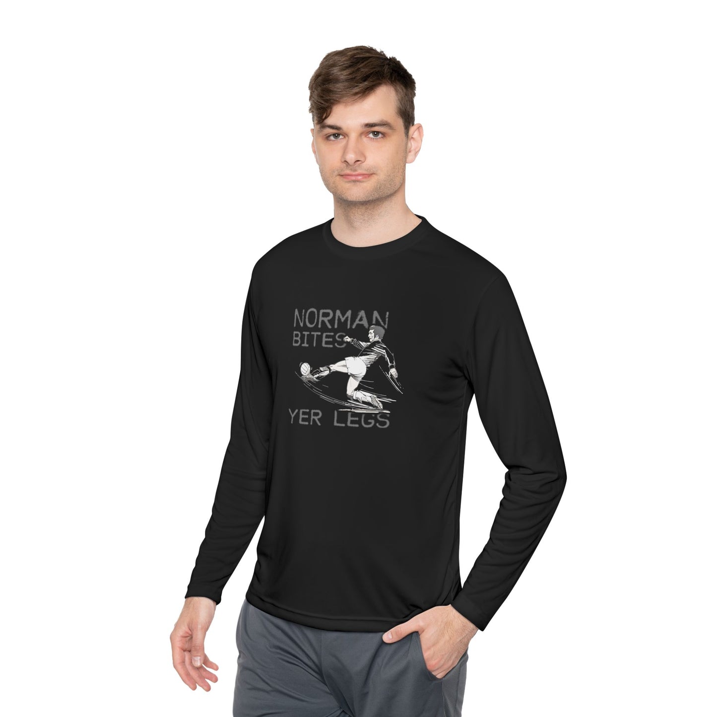 LUFC “Norman Bites Yer Legs” Long Sleeve T-Shirt: Unisex Humor Edition