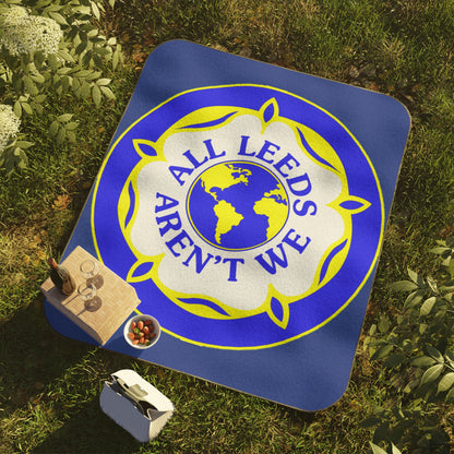 LUFC “All Leeds Aren’t We” Picnic  Blanket: Bold Fan Motto Design