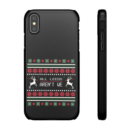 LUFC "All Leeds Aren't We" Red &  Green Emblem Snap Case: Christmas  Edition