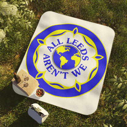 LUFC “All Leeds Aren’t We” Picnic  Blanket: Bold Fan Motto Design