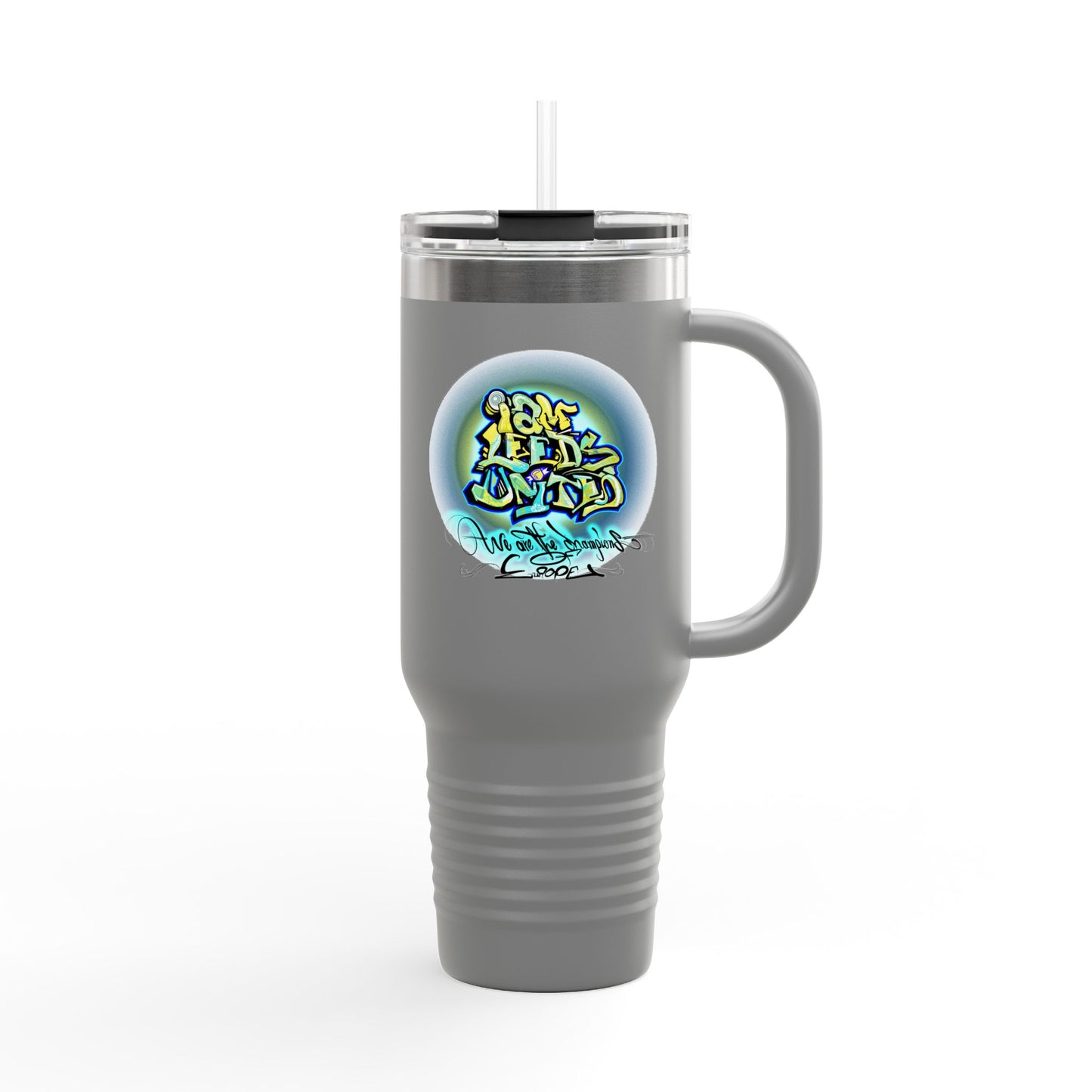 LUFC “Leeds United Graffiti” 40oz  Insulated Travel Mug: Bold Street-Art  Design for Passionate Fans