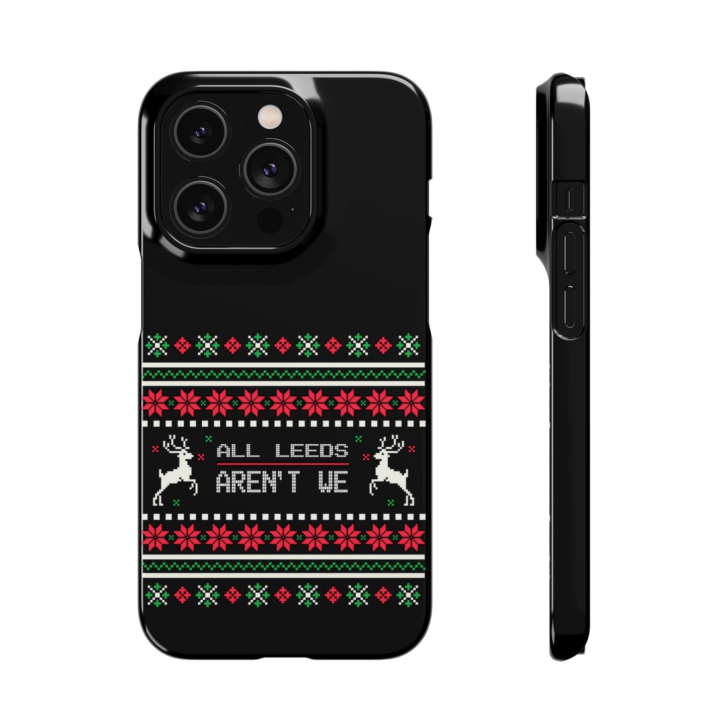 LUFC "All Leeds Aren't We" Red &  Green Emblem Snap Case: Christmas  Edition