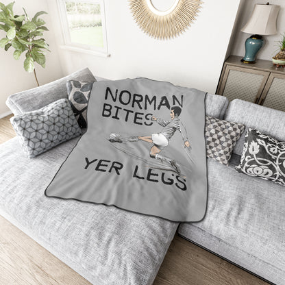 LUFC “Norman Bites Yer Legs”  Remembrance Day Snuggle Blanket:  Cozy Tribute to a Leeds Legend