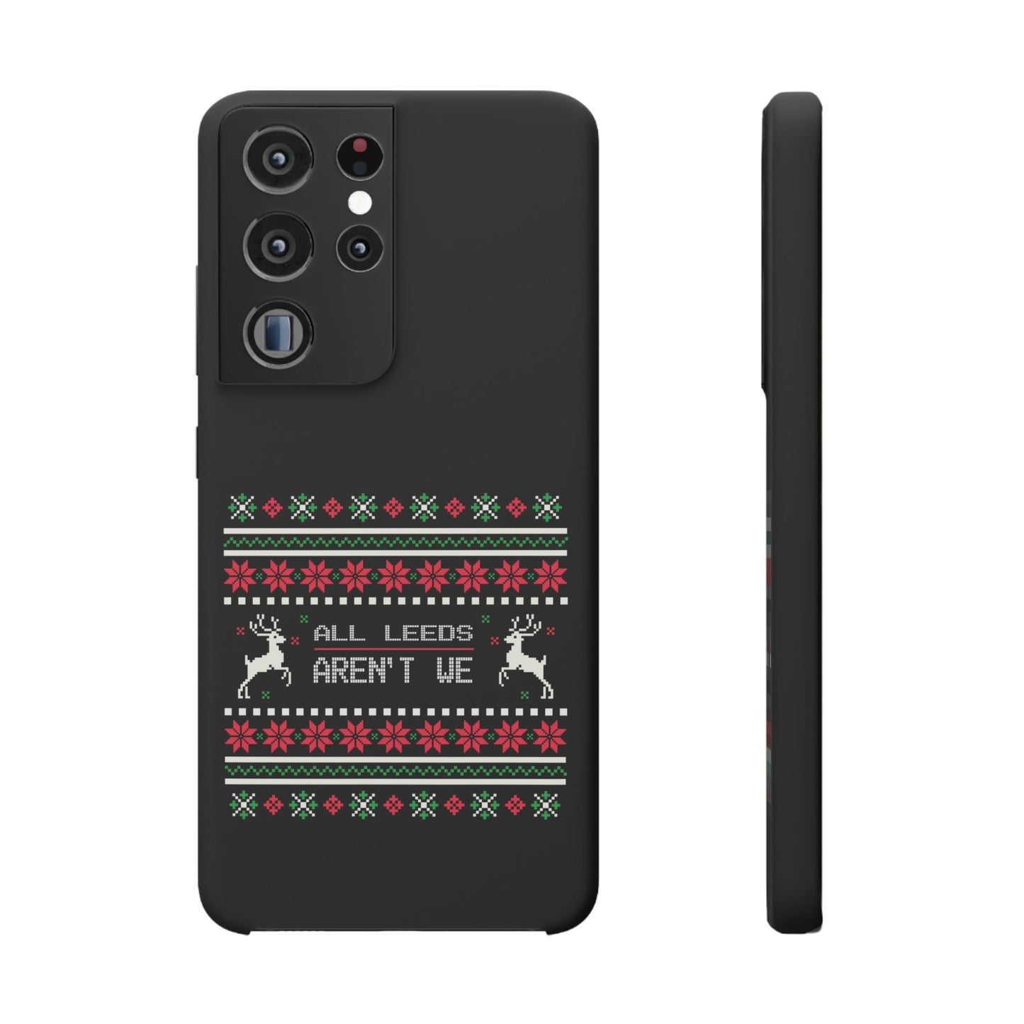 LUFC "All Leeds Aren't We" Red &  Green Emblem Snap Case: Christmas  Edition