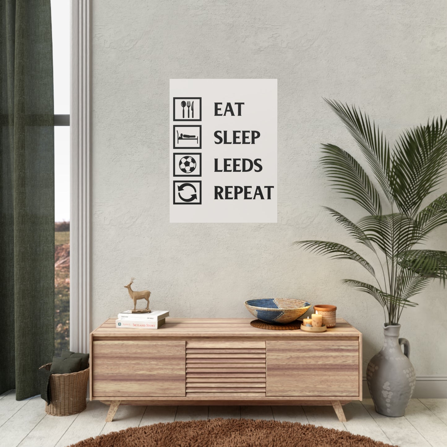 "Eat Sleep Leeds Repeat" Leeds United-plakat