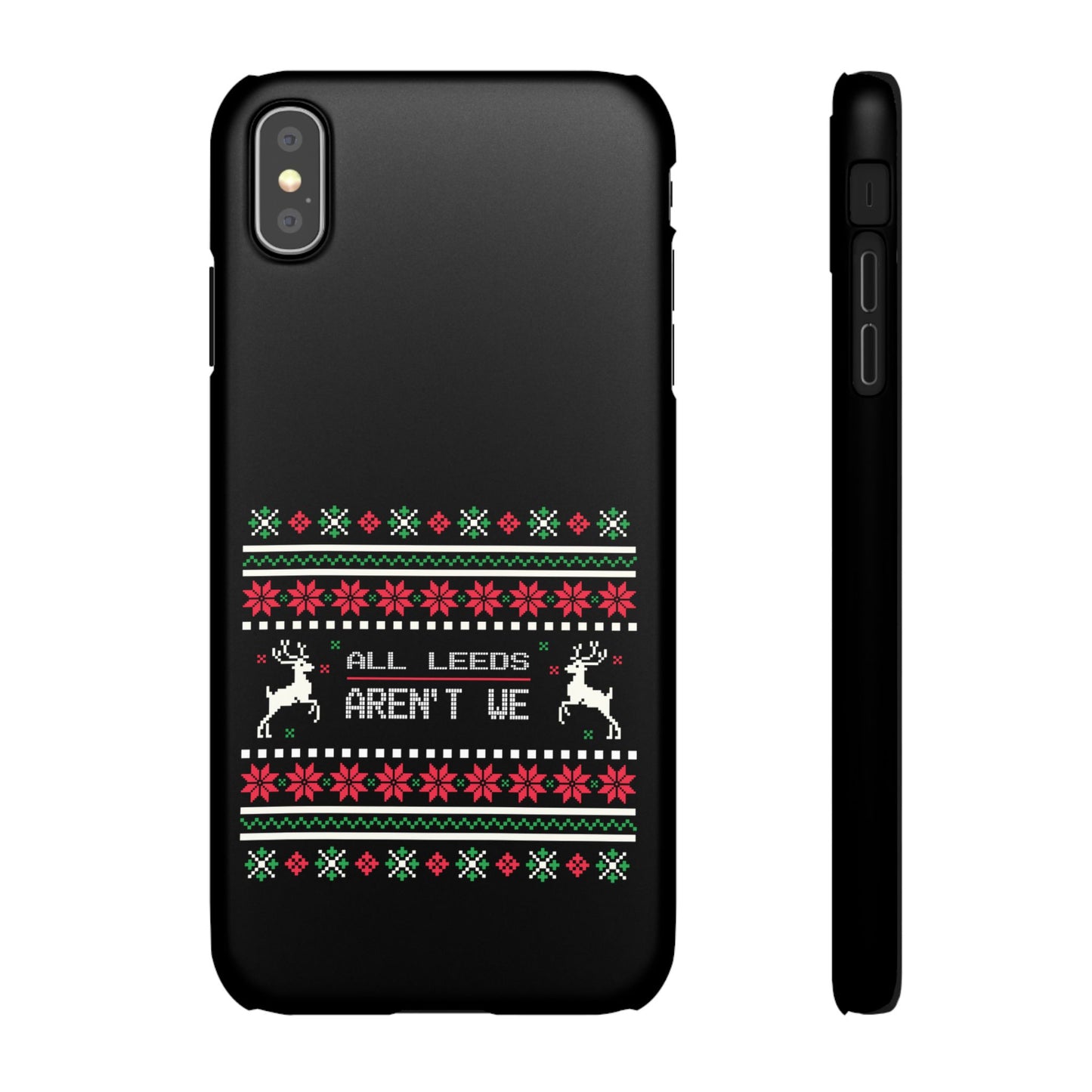 LUFC "All Leeds Aren't We" Red &  Green Emblem Snap Case: Christmas  Edition