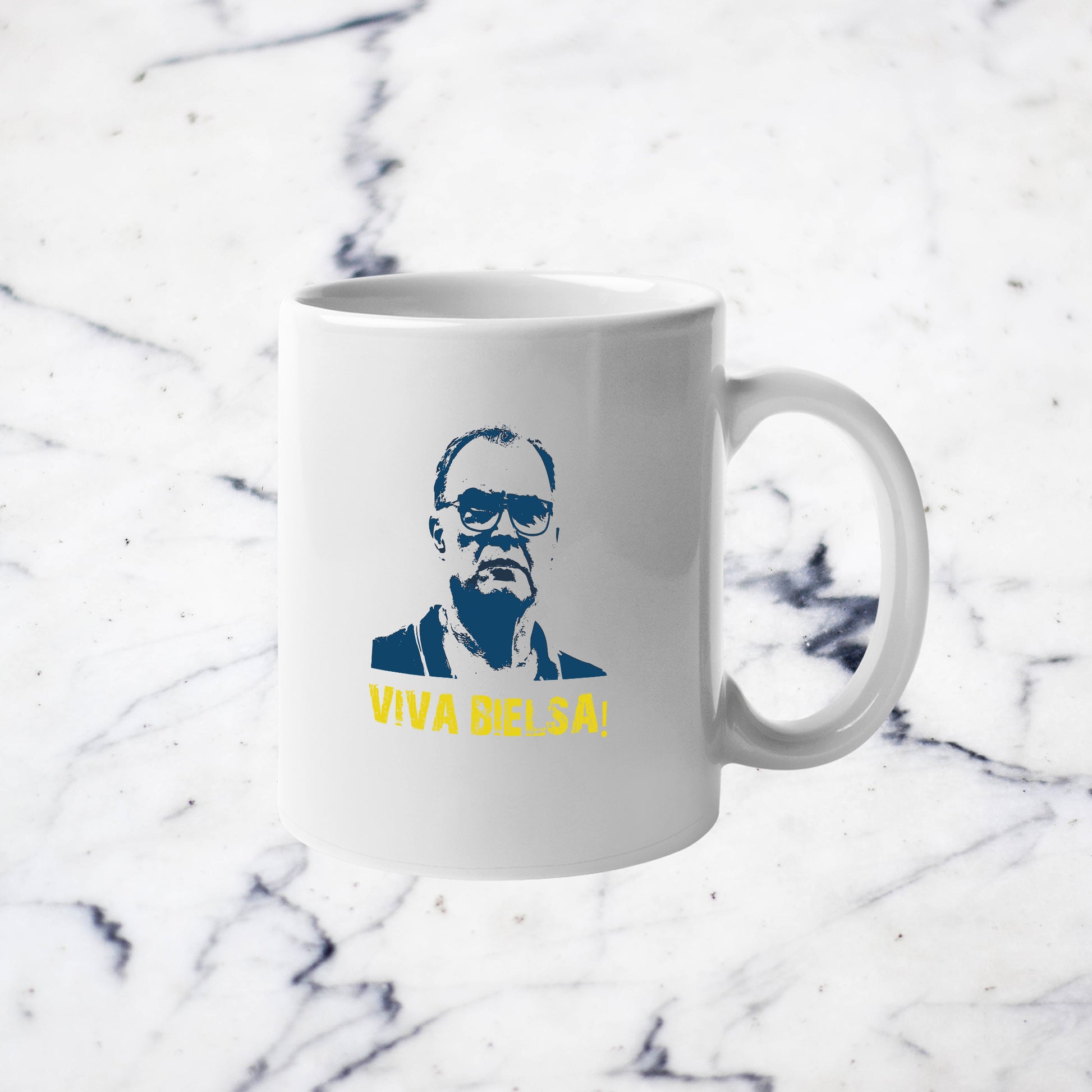 Viva Marcelo Bielsa mug in colour white printed on both sides